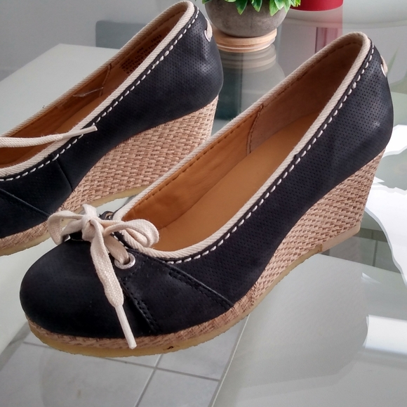 Clarks Originals Womens Wedge Closed Toe Sandals Espadrilles Size 6 Black - Picture 8 of 10